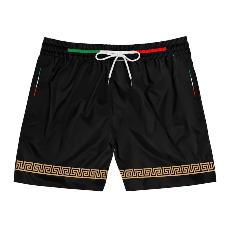 Italian Design Men's Swim Shorts: Mid-Length Beachwear with Italian Flag image 1