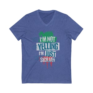 Funny Italian TShirt Gift For Him I&#39;m Not Yelling I&#39;m Just Sicilian Italian Flag Jersey Short Sleeve V-Neck Tee With Green White Red Flag