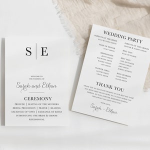 Printed Wedding Program, Wedding Ceremony, Elegant, Simple, Modern, Classic, Wedding Day, Ceremony Program, Physical Copy, Custom