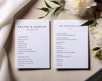 Programa de casamento personalizado impresso: lembrança elegante e moderna para a cerimônia