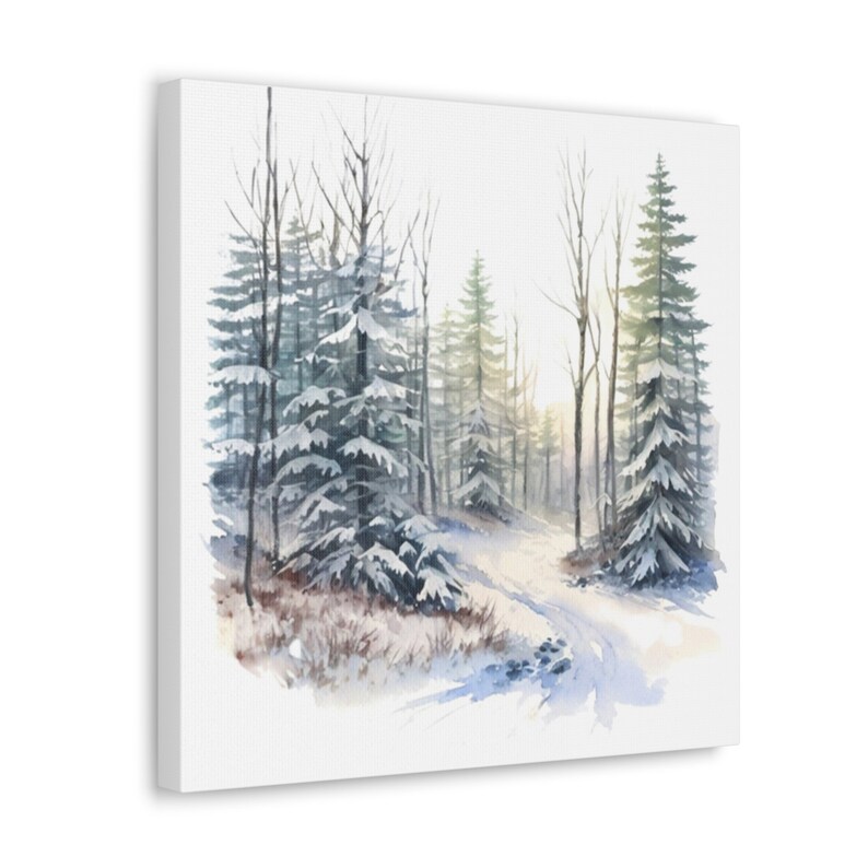 Snowy Winter Forest Canvas Print Holiday Home Decor With Snowy Forest