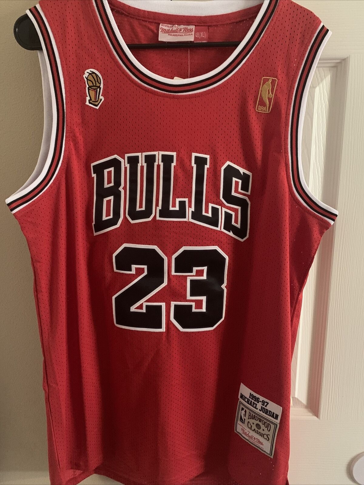 Detailed Look At Michael Jordan's 1996-97 Black Pinstripe Jersey