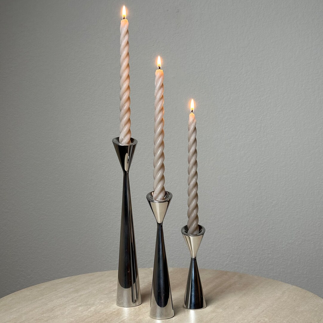 1990s Nambe Studio Metal Candlestick Holders Set of 3 Etsy