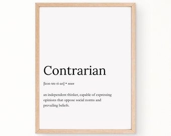 Home Office Wall Decor | Minimalist Wall Art | Definition Prints | Inspiring Definition  | Home Definition | Contrarian definition