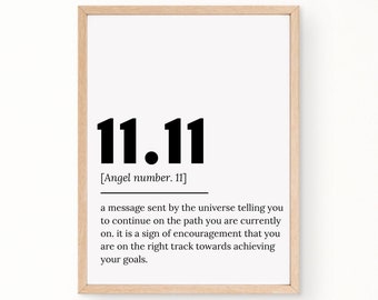 Angel Number Definition,  1111 Definition, Inspirational Sayings, High Resolution 300 dpi, Digital Download, Motivational, Affirmation Print