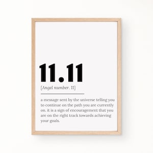 Angel Number Definition,  1111 Definition, Inspirational Sayings, High Resolution 300 dpi, Digital Download, Motivational, Affirmation Print