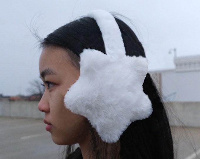 Handmade Faux Fur Star Shaped Foldable Earmuffs Girls Women Niche