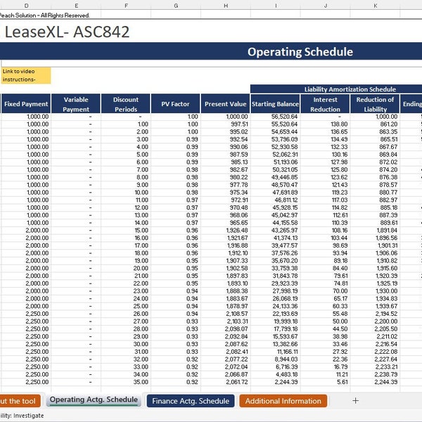 Solution Excel de comptabilisation des baux pour ASC842 | Petites et moyennes entreprises | Tableur