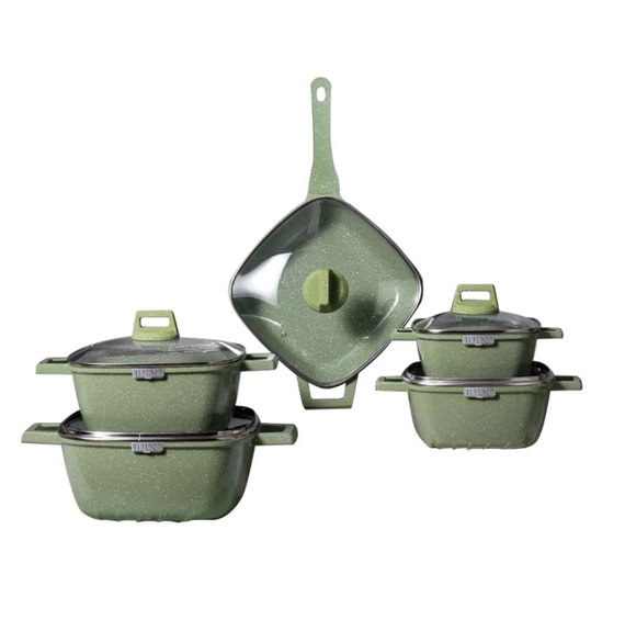 Aluminum Cooking Pot Set Germany Designed Non Stick Granite Coating 21PCS  Dessini Die-castig Cookware Sets Non-stick White/green Available 