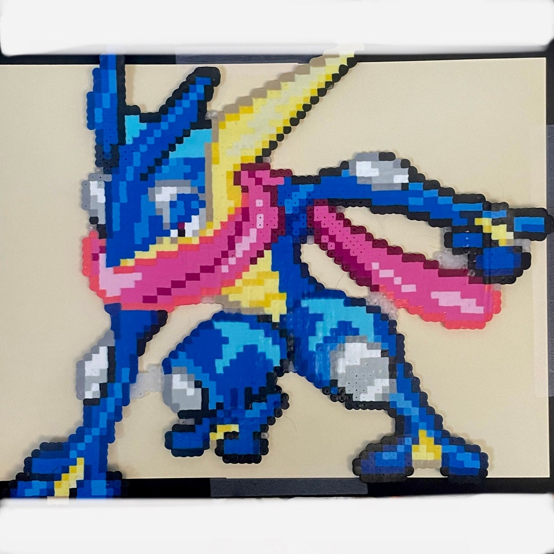 Perlermon Greninja Perler Bead Wall Art Etsy