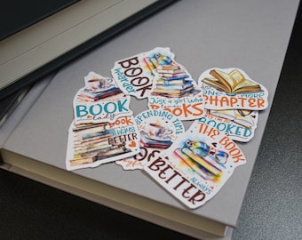 All Booked Up Sticker Set - Get 8 Die-Cut Book related Stickers Great For Planners, Journaling, Scrapbooking, & Penpals