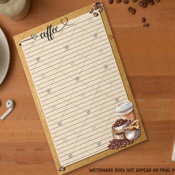 Love, Coffee - 5 To 10 Page Set Of 5.5x8.5 Stationery For Pen Pals & Writers - Letter Writing Supplies, Pen Pal Paper, Office Supplies