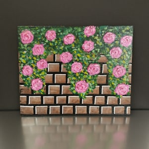 Pink Roses Flower Wall Painting, Flowers Painting, Pink Floral Art, Mini Canvas Art, 8x10  Painting, Nature Decor, Mini Art, Gifts for her