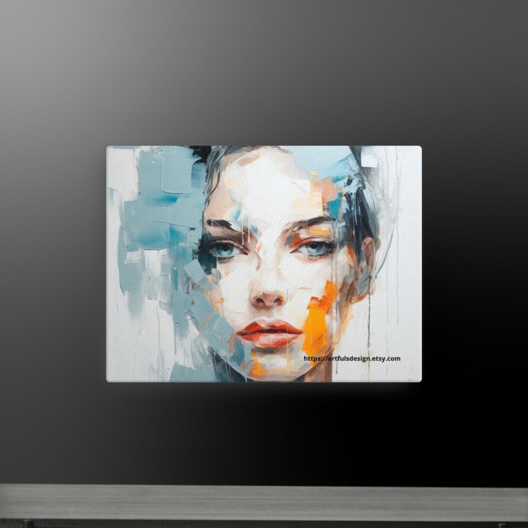 Canvas FACE Oil Painting for Entryway Decor Beautiful Female Face Ai ...