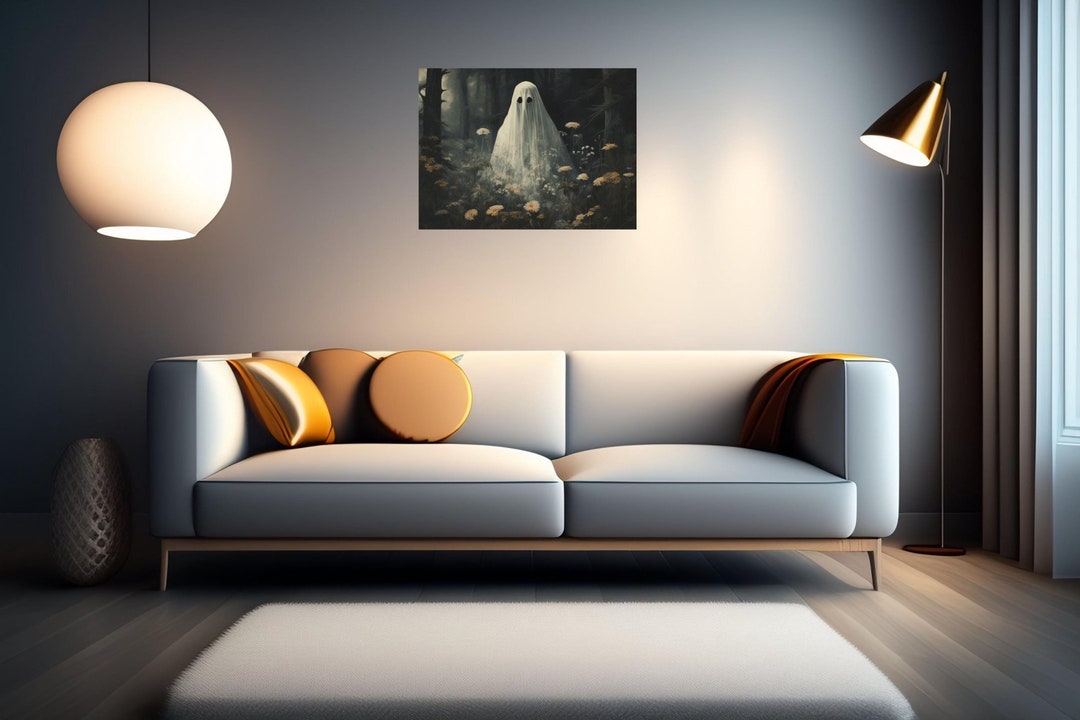 Floral Ghost, Canvas Spooky Wall Art, Ai Haunted Art, Gothic Home Decor ...