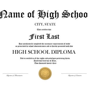 Official Diploma | Custom | Real Diploma Mailed | Homeschool, GED, Graduation |