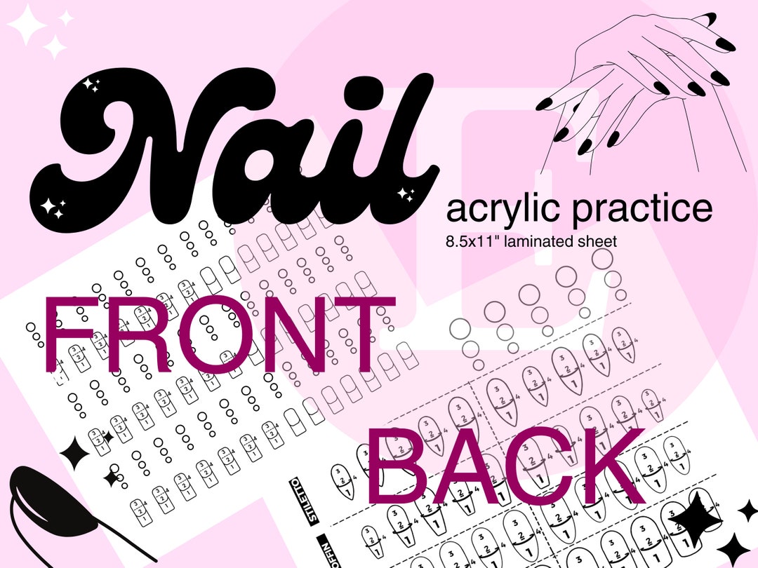 Nail Acrylic Practice Sheet Laminated 8.5x11 Etsy