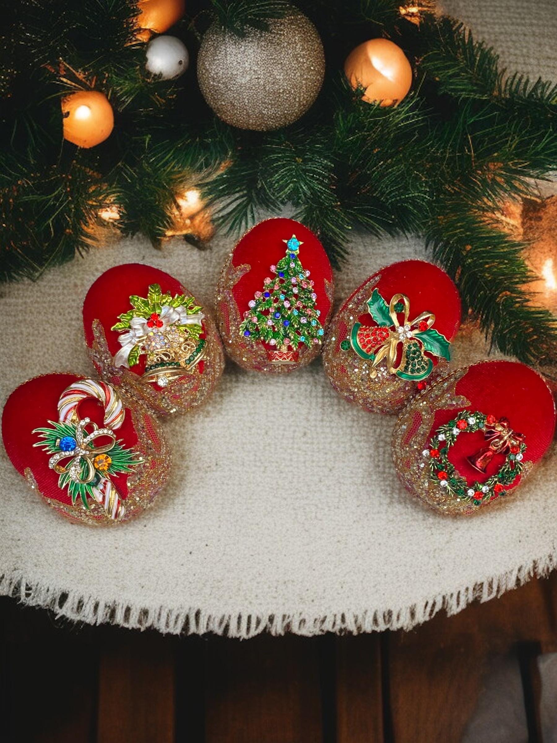 Handmade Jeweled Velvet Christmas Egg Ornament: Holiday Decor - Etsy