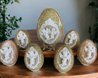 Handmade easter eggs set. Vintage easter eggs. Velvet eggs. Easter eggs. Spring ornaments. Easter decor. Easter gift. Stunning Easter eggs.