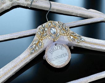 Handmade Bridal Velvet Hanger with Crystals