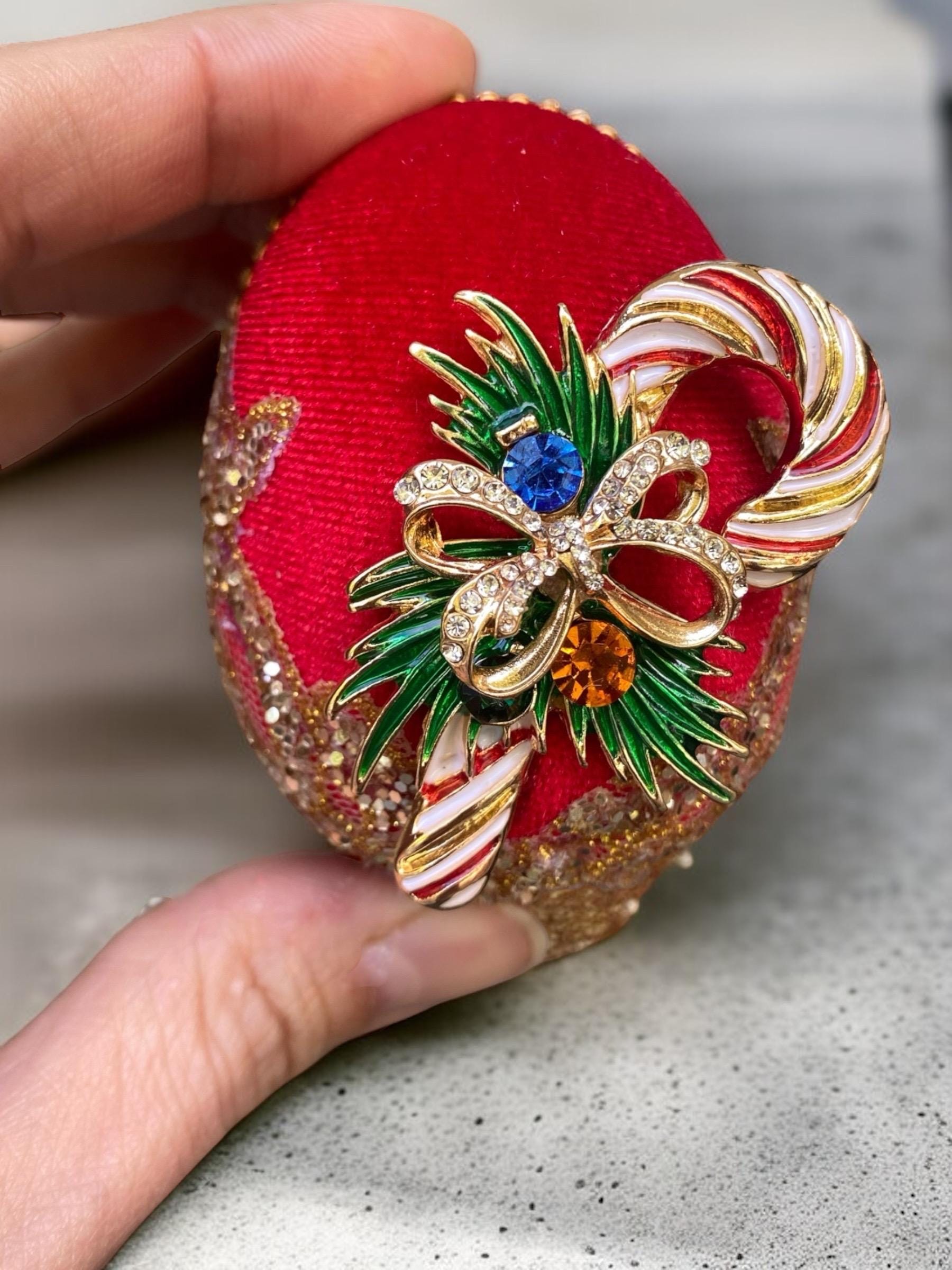 Handmade Jeweled Velvet Christmas Egg Ornament: Holiday Decor - Etsy