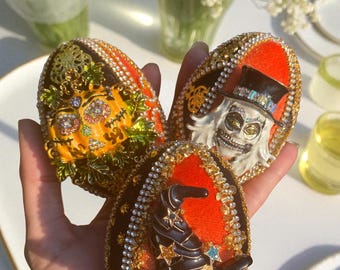 Handmade Velvet Halloween Egg Set: Elegant Fall Decor
