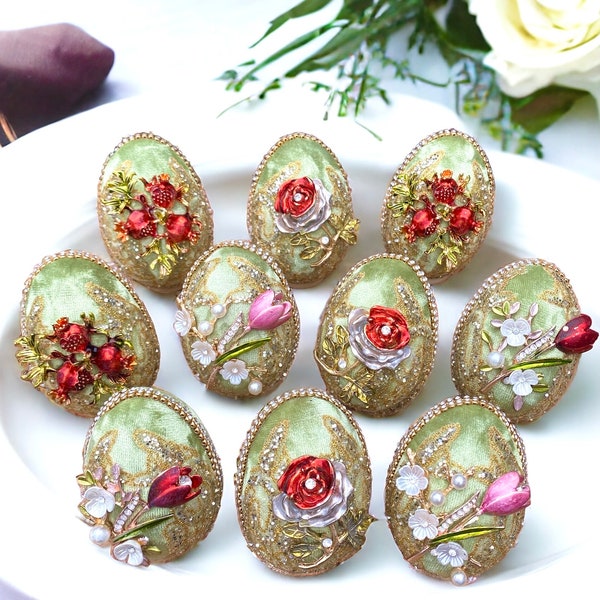 Handmade Easter eggs. Easter egg set. Norooz eggs. Easter velvet eggs. Easter drcoration. Nowruz decoration. Norooz decoration. Norouz eggs