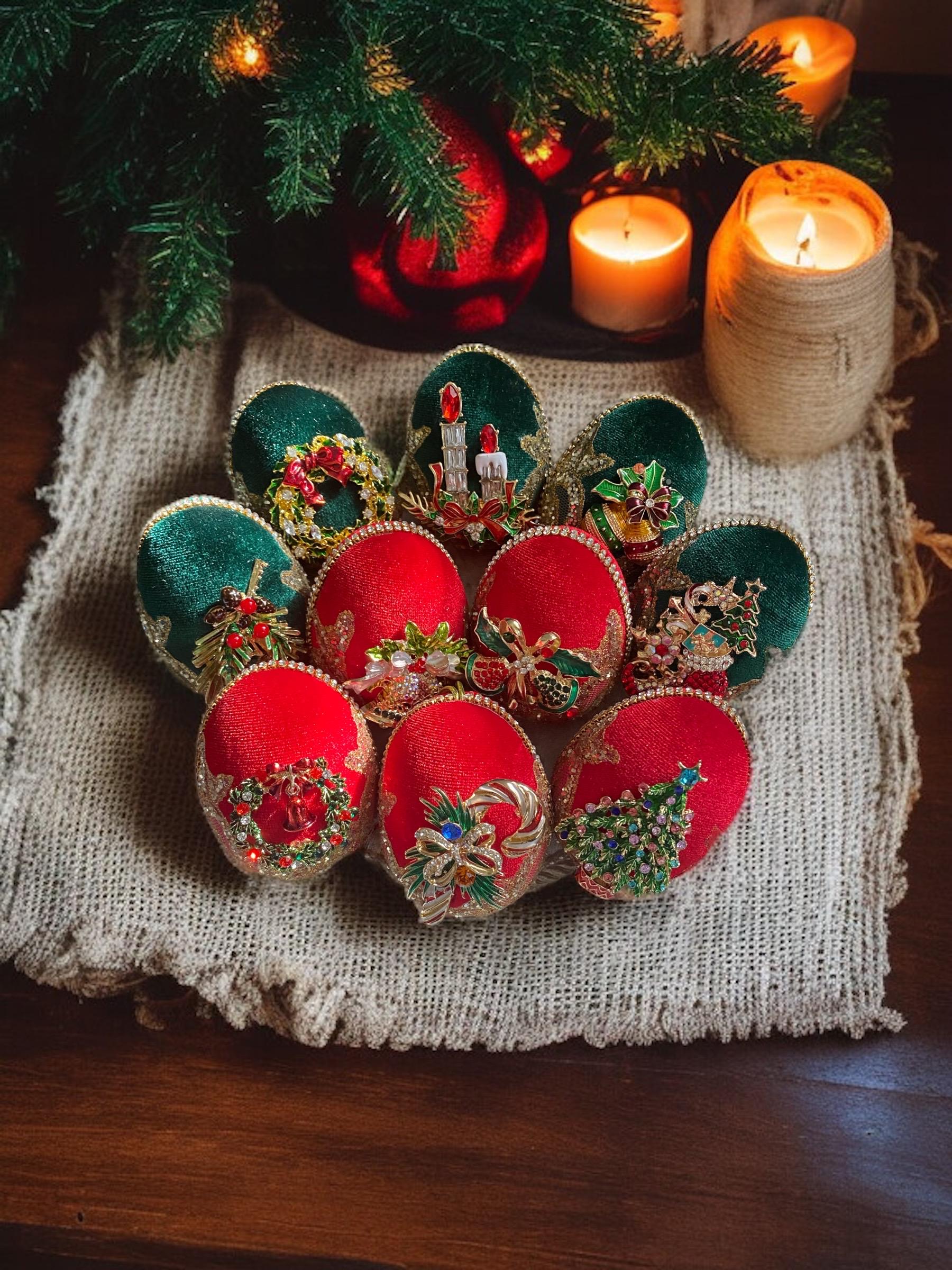 Handmade Jeweled Velvet Christmas Egg Ornament: Holiday Decor - Etsy