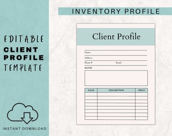 Client Profile Tracker | Business spreadsheet | Client consult | Business forms