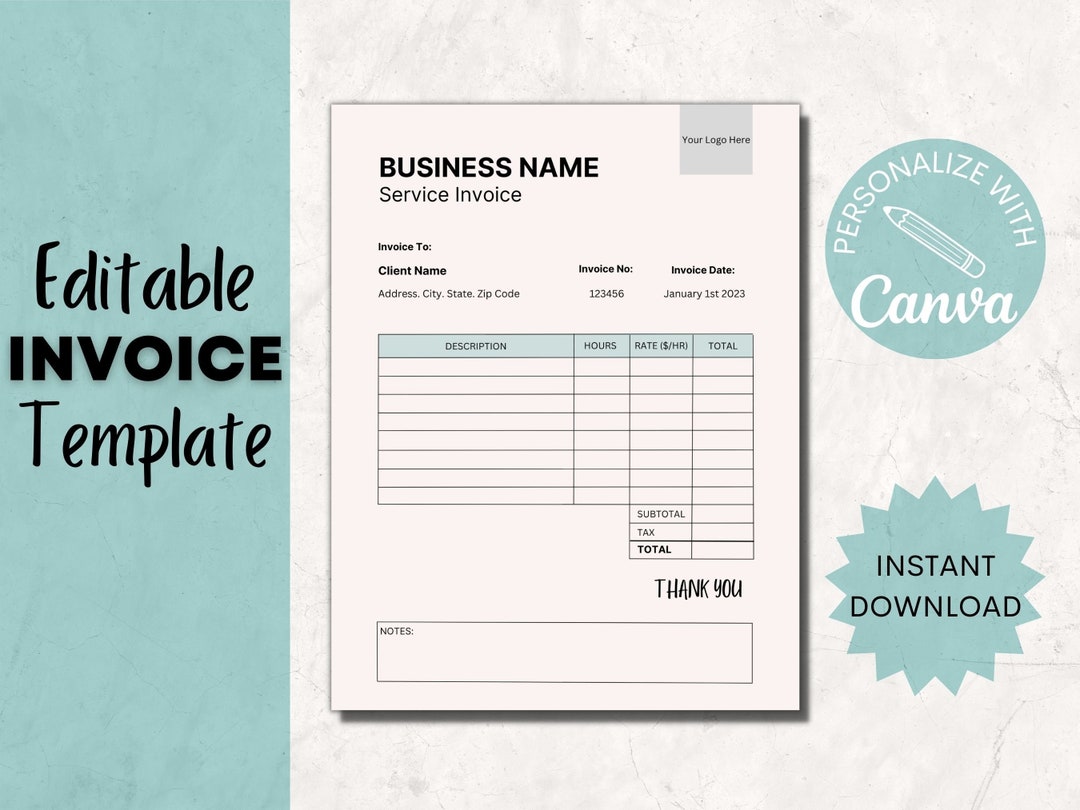 Editable service invoice template small business custom order form