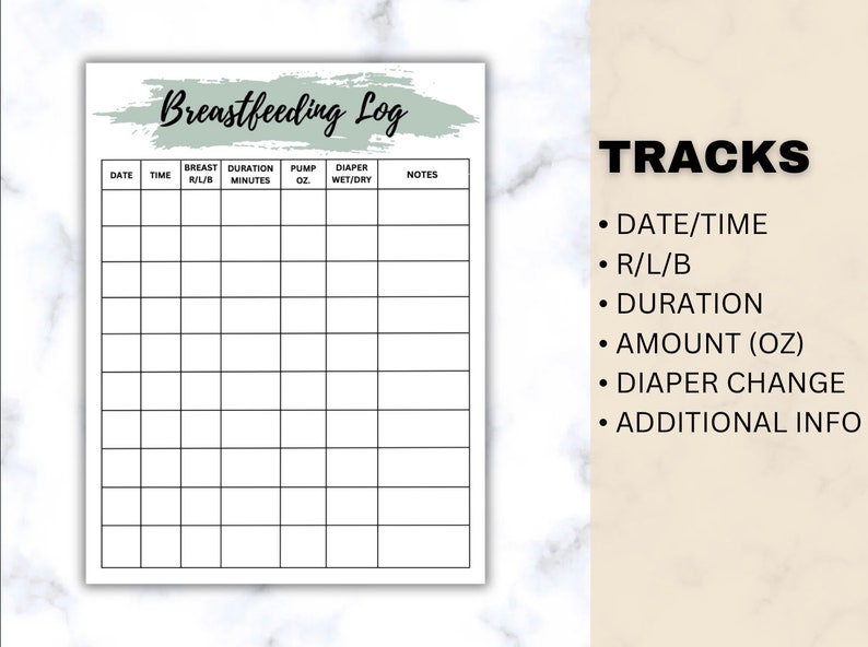 Breastfeeding Log Printable Breastfeeding Tracker Breast Pump Log Breastmilk Log Milk Tracker