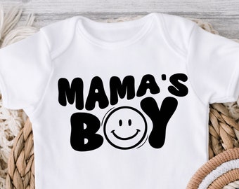 Mama's Boy SVG, Baby SVG, Toddler Shirt, Funny Kids Shirt, Smiley Face, Boy Mom, Wavy Retro Letters, Cut Files, Cricut Silhouette Machine