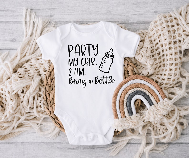 Party at My Crib SVG, Funny Baby SVG, Bring a Bottle, New Baby Png