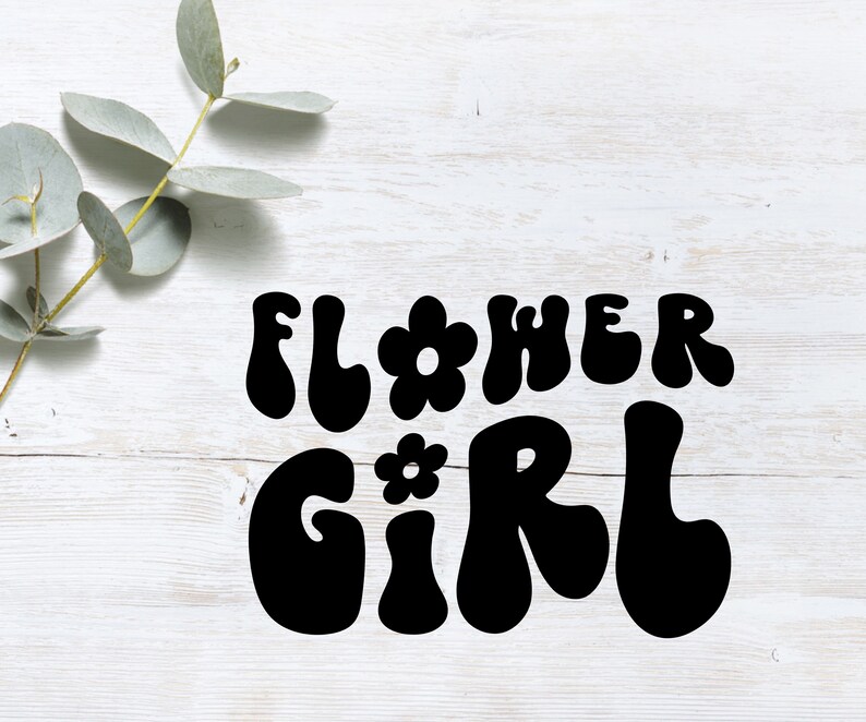 Flower Girl SVG, Wedding SVG, Bridal Party Gifts, Cut Files, Cricut Silhouette Machine, Petal Patrol, Png File, Wavy Letters, Retro Letters zdjęcie 3