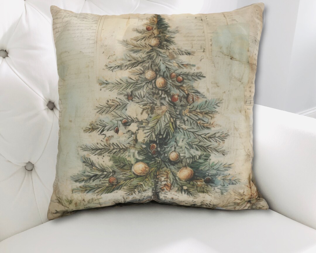 Vintage Christmas Pillow Cover, Vintage Style, Shabby Chic Christmas