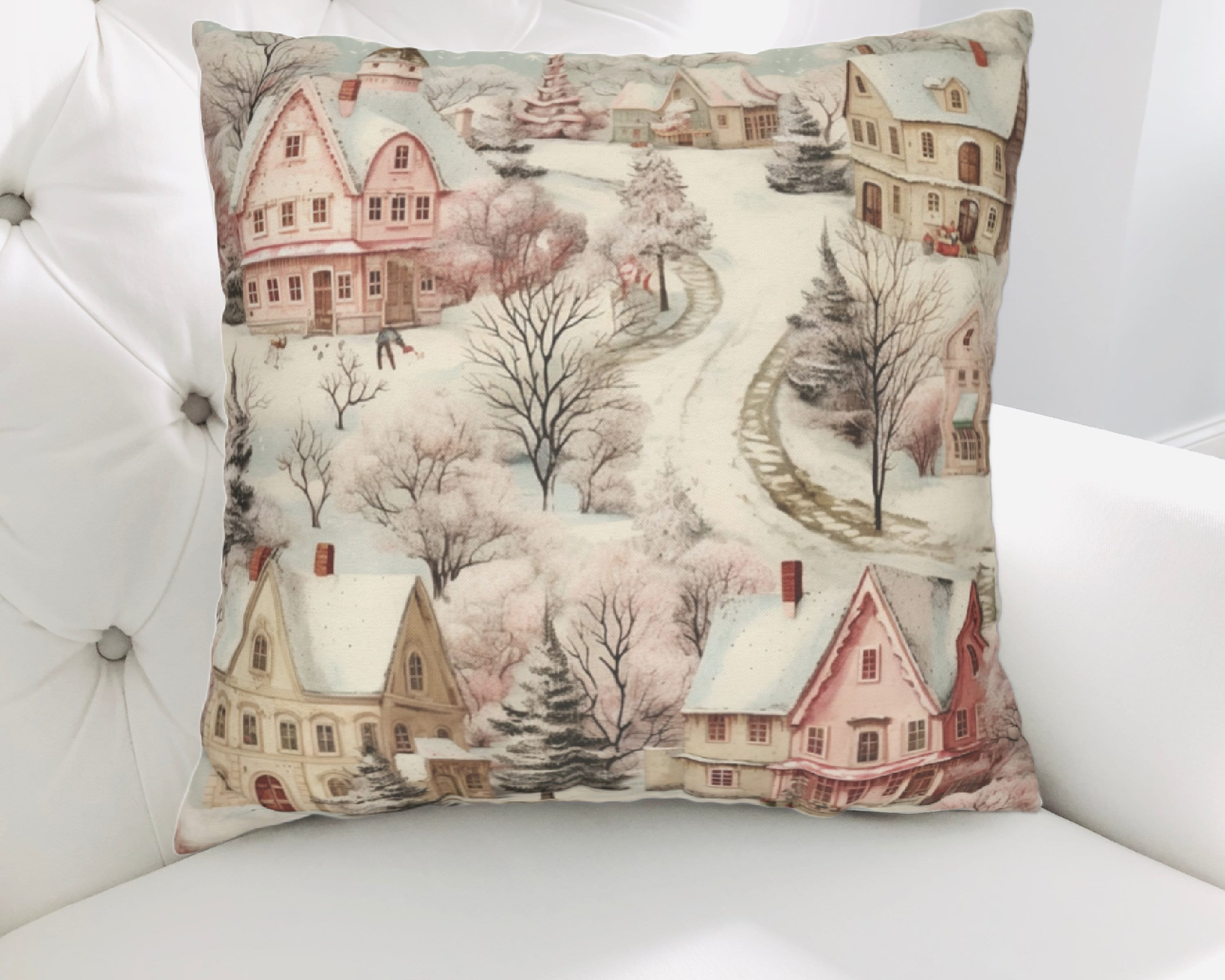 Vintage Christmas Pillow Cover, Vintage Style, Shabby Chic Christmas