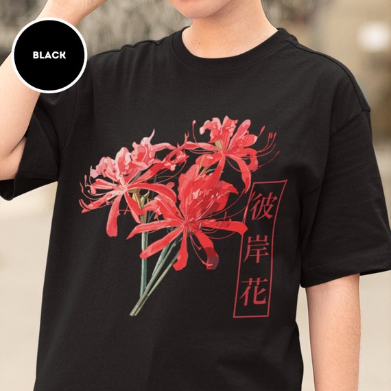 Japanese Aesthetic Higanbana Flower Shirt, Red Spider Lily Shirt