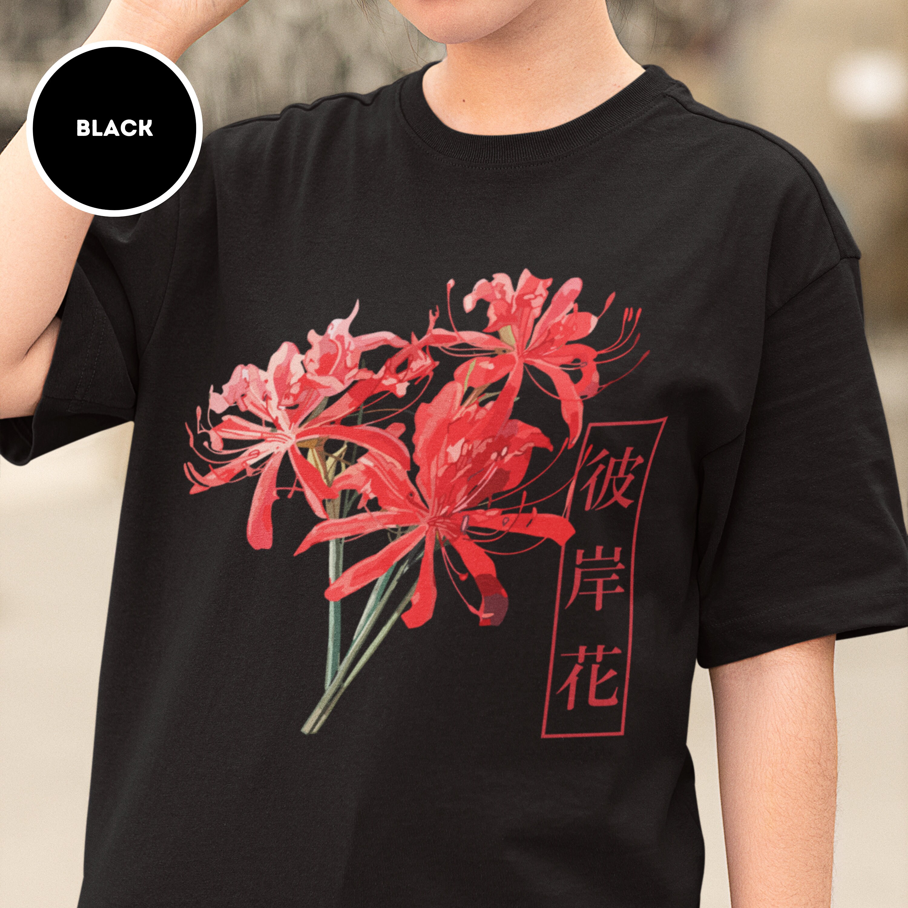 Japanese Aesthetic Higanbana Flower Shirt, Red Spider Lily Shirt