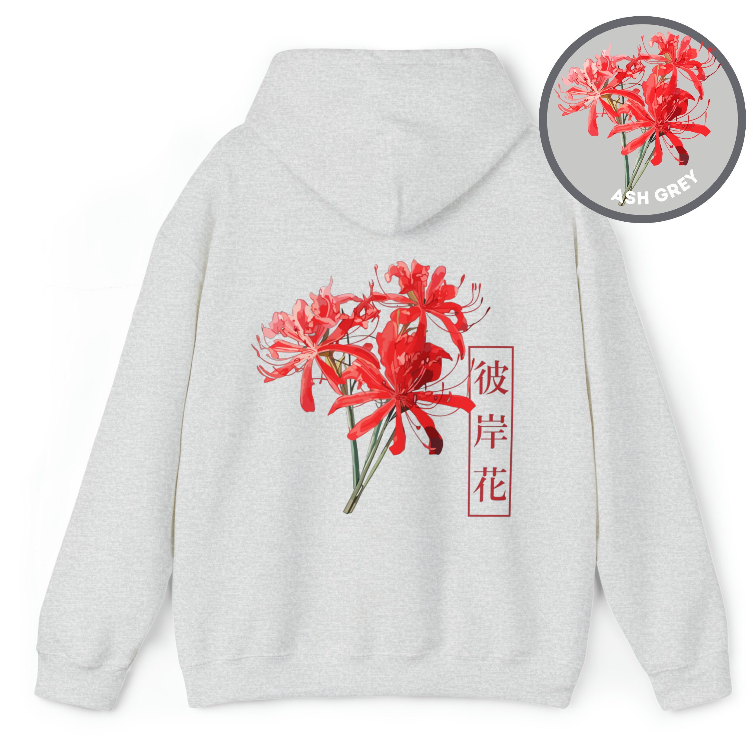 Japanese Aesthetic Higanbana Flower Hoodie, Red Spider Lily Hoodie