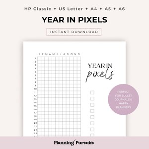 Year in Pixels Printable, Yearly Mood Tracker, Happy Planner Mood Tracker, Bullet Journal Mood Insert, Planner Insert, Printable Mood Chart