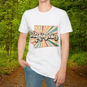 PNW - Washington State Vibe Lightweight Cotton BOHO Groovy T-Shirt for Men Women S M L XL 2XL 3XL Seattle Tacoma Walla Walla Road Trip Tee