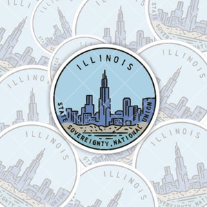 Illinois State Gestanst vinyl Binnen Buiten Sticker Adventure Decor voor je MacBook ThinkPad of bidon - voor reizigers en wandelaars!
