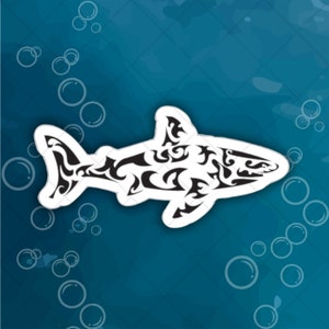 Black Tattoo Hai-Skelett Die Cut Vinyl innen / außen Aufkleber für Ihr MacBook ThinkPad Laptop Computer Wasserflasche oder Notebook