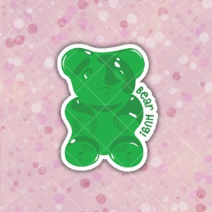 Autocollant en vinyle découpé pour intérieur/extérieur sur le thème gommeux vert | décoration de bonbons | enfants adolescents adultes | MacBook ThinkPad | bouteille d'eau