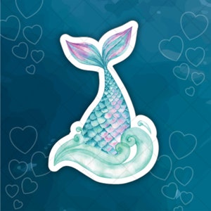 Mermaid Tail w/Wave sterben geschnitten Vinyl Innen Außen Aufkleber Mädchen MacBook ThinkPad Laptop Computer Wasserflasche Hydra Flasche Lunchbox Notebook
