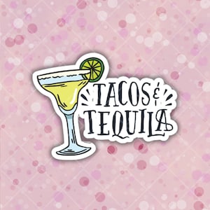 Sticker intérieur extérieur en vinyle découpé tacos et tequila Margarita Monday MacBook ThinkPad Ordinateur portable Bouteille d'eau Notebook Hydra Flask