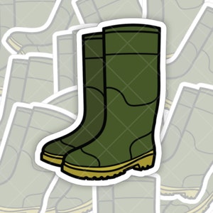 Regen Stiefel Grün Jäger Vinyl innen/außen Aufkleber - Ein niedlicher Aufkleber für Ihr MacBook ThinkPad Laptop Computer Wasserflasche oder Notebook
