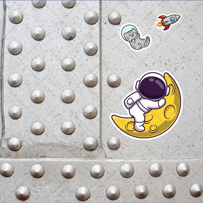 Astronaut on Moon Sticker: Die Cut Vinyl, Laptop, Water Bottle - Etsy