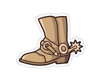 Cowboy Boot Brown With Spur Vinyl indoor/outdoor Sticker - A Cute Sticker For Your MacBook Thinkpad Laptop Computer Water Bottle or Notebook