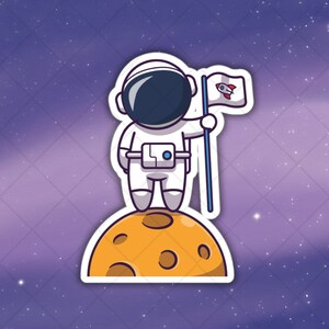 Vinilo troquelado con forma de astronauta que camina por la luna para interiores y exteriores, adhesivo para MacBook, ThinkPad, ordenador portátil, botella de agua o cuaderno